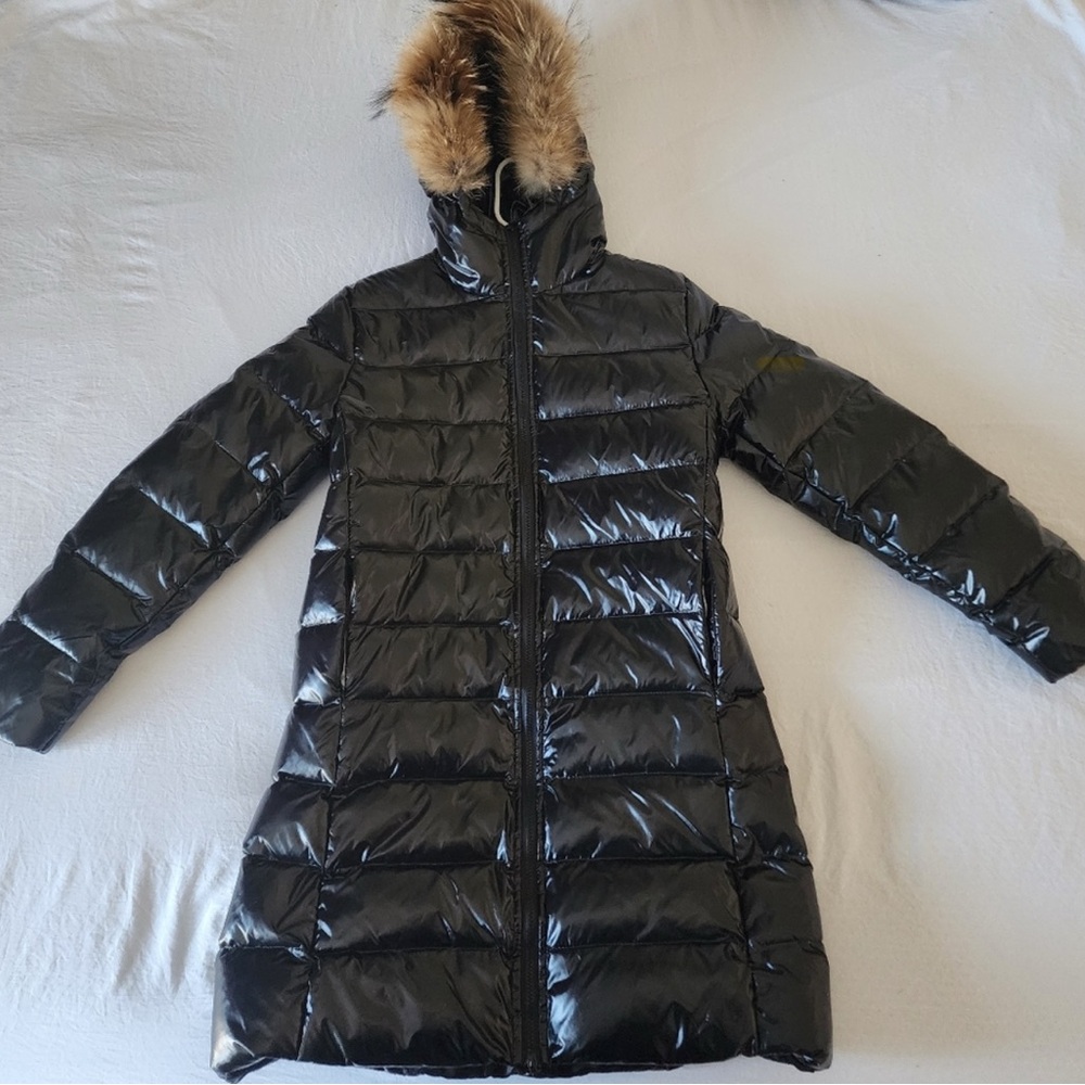 Moncler Black Quilted Puffer Jacket with Fur Hood
